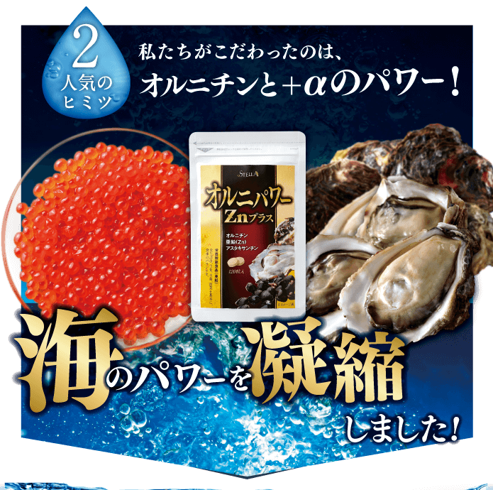 さらに、亜鉛の含有量ナンバーワン！海のミルク「牡蠣」も贅沢配合